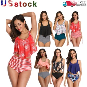 Women Swimsuit Tankini Set Padded TOP Swimwear Surfing Bathing Suit - Picture 1 of 12
