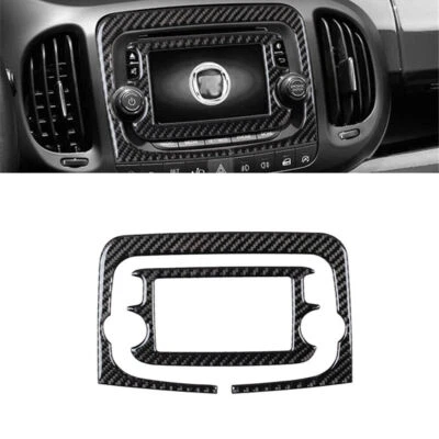 2Pcs For Fiat 500L 2014-2017 Carbon Fiber Console Radio Control Panel Cover Trim - Image 1 of 4