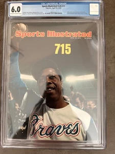 1974 SPORTS ILLUSTRATED 4/15 HANK AARON COVER “HOME RUN #715” (V#40/#15) CGC 6.0 - Picture 1 of 2