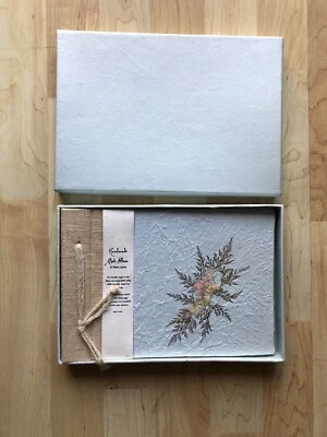 Handmade Photo Album Recycled Wood Free Cotton Pulp Pages 20 Pages w Overlay NIB - Image 1 of 4