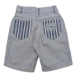 Vintage 90s Chic Kids Blue Striped Jean Shorts Girls 8 (20x8) Floral Retro Denim - Picture 1 of 8