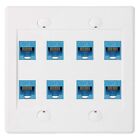 Ethernet Wall Plate 8 Port -  Gang Cat6 Rj45  Jack  Cable Faceplate Female6791
