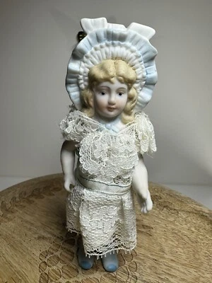 Muñeca Shackman French Bisque Bonnet Porcelana 5-1/2" Alto De Colección Foto 1 de 4