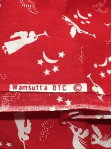 Wamsutta OTC Fabric Angels Trumpet Moon Stars Red and White 2 Yards x 45" Width - Picture 1 of 3