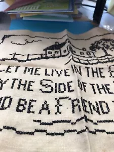 Vintage Embroidery Picture and Poem Let me live in the House by side of road be - Picture 1 of 4
