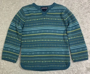 Lands' End Blue Sweater Size 6X Nordic  Pullover Long Sleeve V Neck Cotton - Picture 1 of 6
