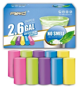 Small Bathroom Trash Bags - 2.6 Gallon Colored Garbage Bags 250 Counts 10 Lit... - Picture 1 of 7