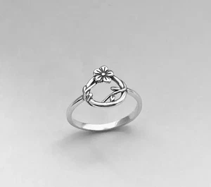 Floral Vine Sterling Silver Stacking Karma Ring Boho Eternal Band Gift For Her - Picture 1 of 6