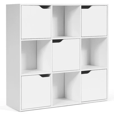 9 Cube Bookcase Cabinet Wood Bookcase Storage Shelves Room Divider Organization - Image 1 of 4