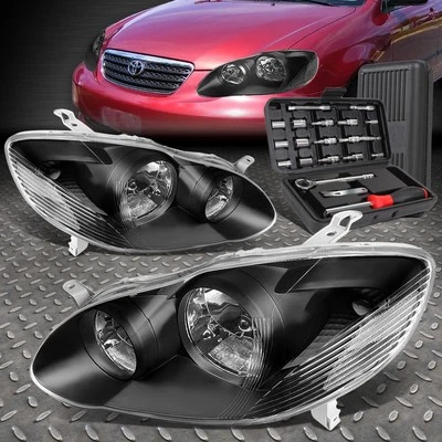 PARA 03-08 TOYOTA COROLLA CARCASA NEGRA LADO TRANSPARENTE REPUESTO FARO + JUEGO DE HERRAMIENTAS Foto 1 de 4