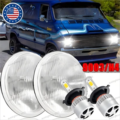 Par de faros LED redondos de 7" aptos para Dodge 1971-1978 B100 B200 B300 Van A++ Foto 1 de 4
