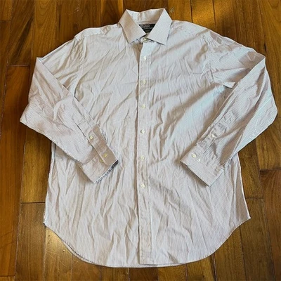 Camisa de vestir Polo Ralph Lauren para hombre calce clásico a rayas blanca manga larga Foto 1 de 4