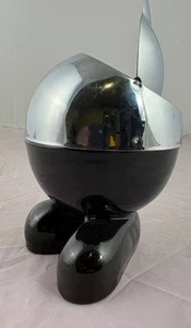 Cenicero Vintage Space Age Design metal cromado cerámica negro años 70... - Imagen 1 de 7