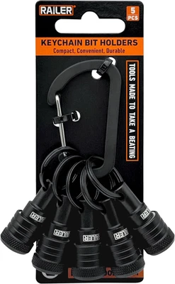 Railer Bit Holder Keychain 5Pc 1/4 Inch Hex Shank Bit Holders - Quick Release... - Image 1 of 4