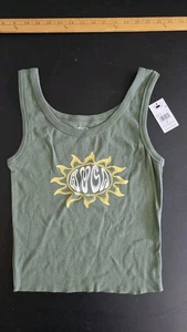 NWT RVCA Flare Sun Tank Top Cropped Green Medium - Picture 1 of 10