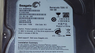 Refurbished - Seagate Barracuda 7200.12 ST3160318AS 160GB 7.2k 3Gbps SATA HD - Image 1 of 3