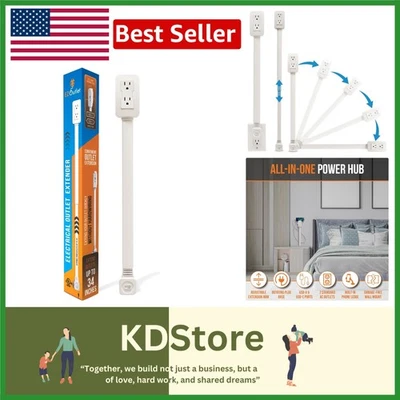 VersaExtend Power Hub: Adjustable Outlet Extender with USB & Rotating Design - Image 1 of 4