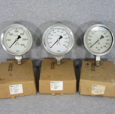 Wika Pressure Gauge Lot - 3 Liquid Filled 600 3000 5000 PSI - Image 1 of 4