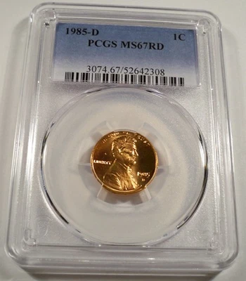 1985-D 1c PCGS MS67RD LINCOLN CENT MS 67 RD RED - Image 1 of 4