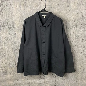 Eileen Fisher Organic Cotton Hemp Stand Collar Jacket 2X Grey Women’s - Picture 1 of 10