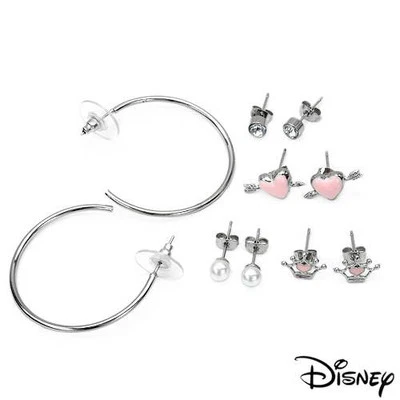 DISNEY Princess Crown Studs Earrings W/Crystal & Faux Pearl in  Base Metal. - Image 1 of 2