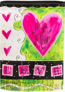 NEW 2-SIDED EVERGREEN GARDEN FLAG VALENTINE'S DAY BE MINE HEART & LOVE 12.5x18 - Picture 1 of 1