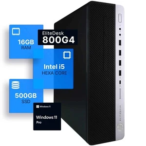 HP 800G4 Intel Hexa-Core i5 Desktop 16GB 500GB SSD Windows 11 Pro - Picture 1 of 7