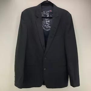 Andrew Buckler Mens Blazer Jacket Size XL Black Pinstripe Leather Elbow Pads - Picture 1 of 14