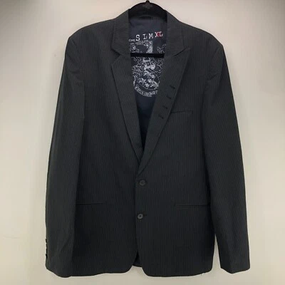 Куртка мужская Andrew Buckler Blazer размер XL черная в тонкую полоску кожа локти подушечки - Изображение 1 из 4