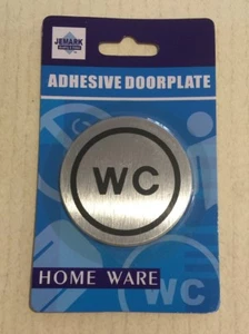 ADHESIVE DOORPLATE - WC - Water Closet Unisex Toilet Plaque Sign Business - Picture 1 of 1