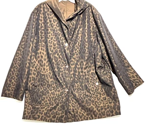 PORTRAIT Reversible Rain Jacket Womens XL Leopardcore Dark Academia Gothcore - Picture 1 of 6