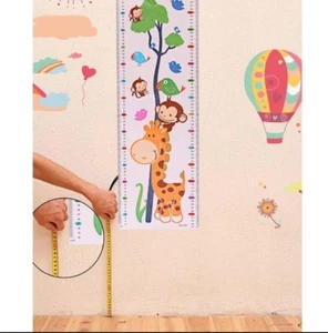 Jirafa y mono niños vinilo centímetros tabla de crecimiento bebé guardería niño niña - Imagen 1 de 4