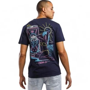 Men's Sullen Art Co Neon Paradise Navy Blue Tattoo Biker Tee T-Shirt S-4XL - Picture 1 of 3