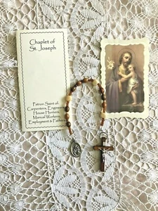 ST. JOSEPH KRANZ, BETHLEHEM OLIVENHOLZPERLEN, HANDARBEIT, NEU, FESTTAG 1. MAI - Bild 1 von 4