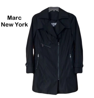 Gabardina Marc New York Negra Bolsillos con Cremallera Mediana LEER Foto 1 de 4