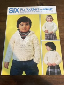 1981 Bernat Six For Toddlers 266 Crochet Pattern Book Sweaters Sz 1-4 Vntg 12634 - Picture 1 of 4