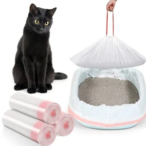 30 Count Cat Litter Box Liners Large Drawstring Pan Bags Kitty LinersXL Heavy - Picture 1 of 7