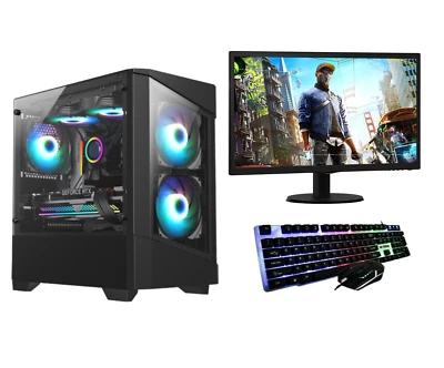 Fast Gaming PC Computer Bundle Monitor i5 Quad Core 8GB 1TB Win 10 2GB GT710 WOW - Image 1 of 4