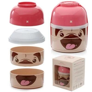 Caja Bento Redonda Apilada Perro Snack Escuela Almuerzo Trabajo Picnic Diseñado Reino Unido - Imagen 1 de 1