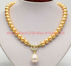 Fashion 10mm Gold Black White Sea South Shell Pearl Pendants Necklace 18'' Aaa++