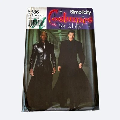 Simplicity Sewing Pattern 5386 Men Matrix Jacket Coat XS S M L XL Uncut Vtg Y2K - Image 1 of 4