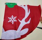 HOLIDAY STYLE 38” DIAMETER FELT Red w/Deer Horns DESIGN CHRISTMAS TREE SKIRT