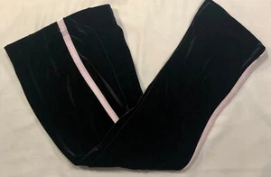 GK BLACK VELVET CHILD X-SMALL WHITE STRIPE SKATE GYMNASTICS WARM-UP PANTS Sz CXS - Picture 1 of 6