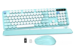 Wireless Keyboard and Mouse Combo Colorful Keyboard with Round Keycaps NEW!! - Picture 1 of 13