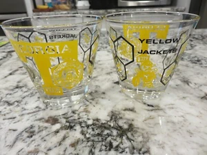 2 Vintage 1960's Georgia Tech Yellow Jackets Cocktail Whiskey Glasses Bowl Apps. - Picture 1 of 6