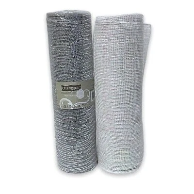 Celebrate It Mesh 12 in x 35 ft - 2 Pack Silver White Wedding Art - Image 1 of 4