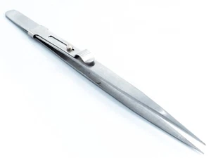 PRECISION METAL TWEEZERS WITH GRIP-LOCK FUNCTION - Picture 1 of 4
