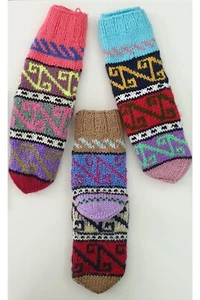 Parle Hand Knitted 100% Wool Anatolian long socks unisex with Eco friendly bag - Picture 1 of 13