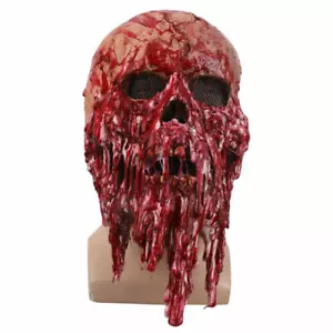 Scary Bloody Zombie Skeleton Face Mask Costume Halloween Horror Latex Mask Props - Picture 1 of 10
