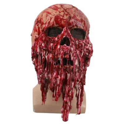 Scary Bloody Zombie Skeleton Face Mask Costume Halloween Horror Latex Mask Props - Image 1 of 4